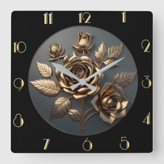 Horloge Carrée Élégant rose doré (Recto)