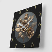 Horloge Carrée Élégant rose doré (Angle)