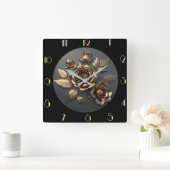 Horloge Carrée Élégant rose doré (Maison)