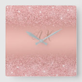 Horloge Carrée Elegant Rose Gold Luxe Shimmer Monogram  (Recto)