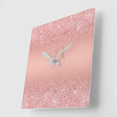 Horloge Carrée Elegant Rose Gold Luxe Shimmer Monogram  (Angle)