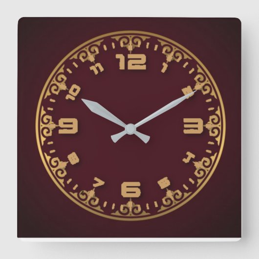 Horloge Carrée Élégant rouge (Recto)