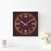 Horloge Carrée Élégant rouge (Maison)