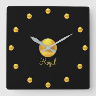 Horloge Carrée Élégant Royal Doré