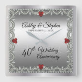 Horloge Carrée Elégant Ruby | Diamants 40e anniversaire de Mariag (Recto)