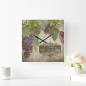 Horloge Carrée Elegant Rustic Vineyard Winery Fall Autumn Wine (Maison)