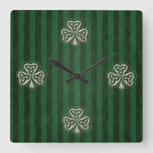 Horloge Carrée Elégant shamrock irlandais à la mode