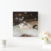 Horloge Carrée Elegant Siamese Cat (Maison)