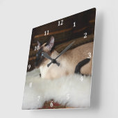 Horloge Carrée Elegant Siamese Cat (Angle)