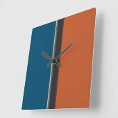 Horloge Carrée Elégant Silver Grey Marine Orange Red Blue Stripes (Angle)