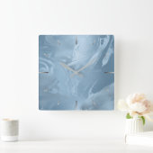 Horloge Carrée Elégant style moderne et design marbre bleu bébé (Maison)