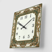 Horloge Carrée Élégant Vert Art Déco (Angle)