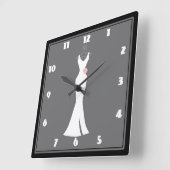 Horloge Carrée Elégante blague blanche sur gris - Design simple e (Angle)