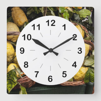 Horloge Carrée Élégante corbeille de citron italien citron de la 