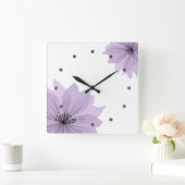 Horloge Carrée Élégante fleur lilas (Maison)