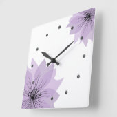 Horloge Carrée Élégante fleur lilas (Angle)