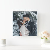 Horloge Carrée élégante photo de mariage blanc classiques (Maison)