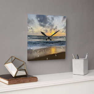 Horloge Carrée Élégante Photo Personnalisée Simple Ajouter Votre