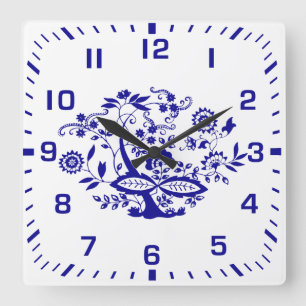 Horloge Carrée Élément de style Onion bleu
