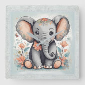 Horloge Carrée Eléphant bébé (Recto)
