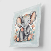 Horloge Carrée Eléphant bébé (Angle)