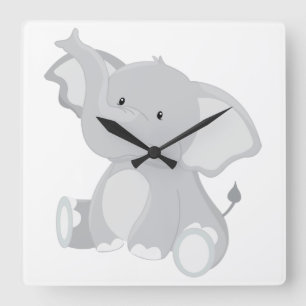 Horloge Carrée Eléphant Cutie