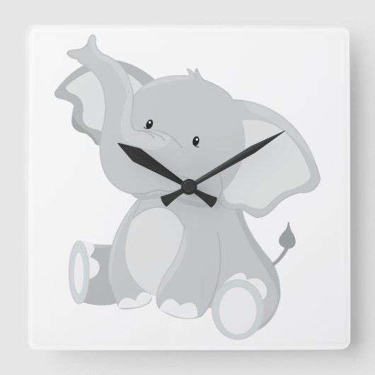 Horloge Carrée Elephant Cutie (Recto)