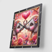 Horloge Carrée Elephant Love Heart Pink (Angle)