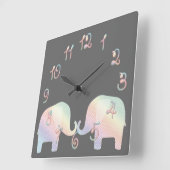 Horloge Carrée éléphant pastel (Angle)