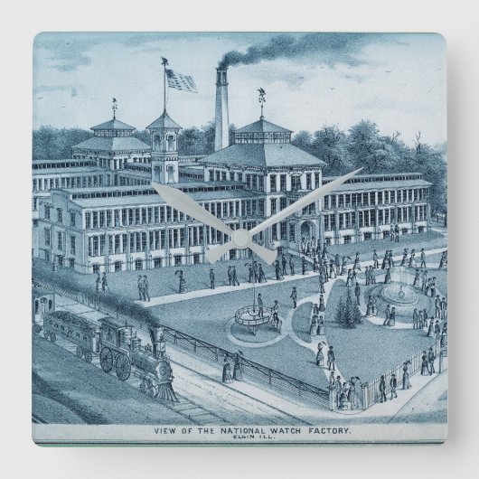Horloge Carrée Elgin Watch Factory 1871 Image Elgin Illinois (Recto)