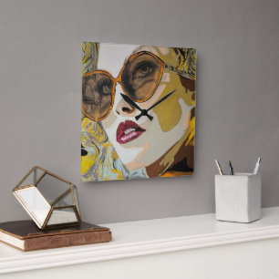 Horloge Carrée 'Elle aime Pina Coladas'