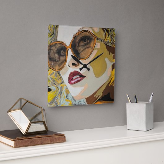 Horloge Carrée 'Elle aime Pina Coladas' (Bureau)