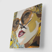 Horloge Carrée 'Elle aime Pina Coladas' (Angle)