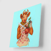 Horloge Carrée Elsie la vache, gestionnaire de fonds (Angle)