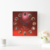 Horloge Carrée ÉMAUX VICTORIENS MINIATURES DE CHIENS Red Ruby (Maison)