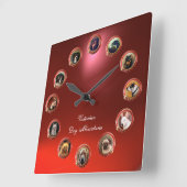 Horloge Carrée ÉMAUX VICTORIENS MINIATURES DE CHIENS Red Ruby (Angle)