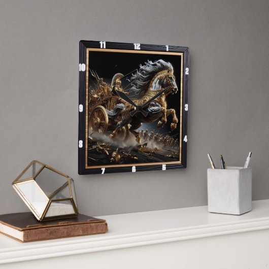 Horloge Carrée Ember Chariot : La nuit noire (Bureau)