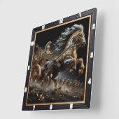 Horloge Carrée Ember Chariot : La nuit noire (Angle)