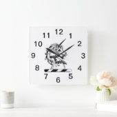 Horloge Carrée Emblème de tête de l'licorne héraldique (Maison)