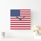 Horloge Carrée Emblème du drapeau américain emblématique, Pride a (Maison)