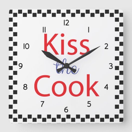 Horloge Carrée Embrasse le cuisinier (Recto)