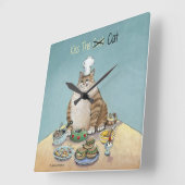 Horloge Carrée Embrassez le chat (Angle)