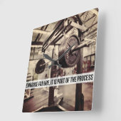 Horloge Carrée EMBRASSEZ L'ÉCHEC. Exercice de musculation Motivat (Angle)