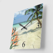 Horloge Carrée Emerald Waters Bird of Paradise Beach (Angle)