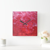 Horloge Carrée Émergent l'art abstrait blanc floral d'oeillet (Maison)