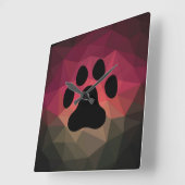 Horloge Carrée Empreinte de l'animal, patte de l'animal, effet gé (Angle)