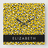Horloge Carrée Empreinte de léopard, Spots, Leopard Jaune, Votre  (Recto)