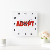 Horloge Carrée Empreinte de patte animal brillant Red ADOPT avec  (Maison)