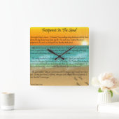 Horloge Carrée Empreintes dans le sable (Maison)