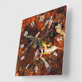 Horloge Carrée "En feu" Motocross "Freestyle" (Angle)